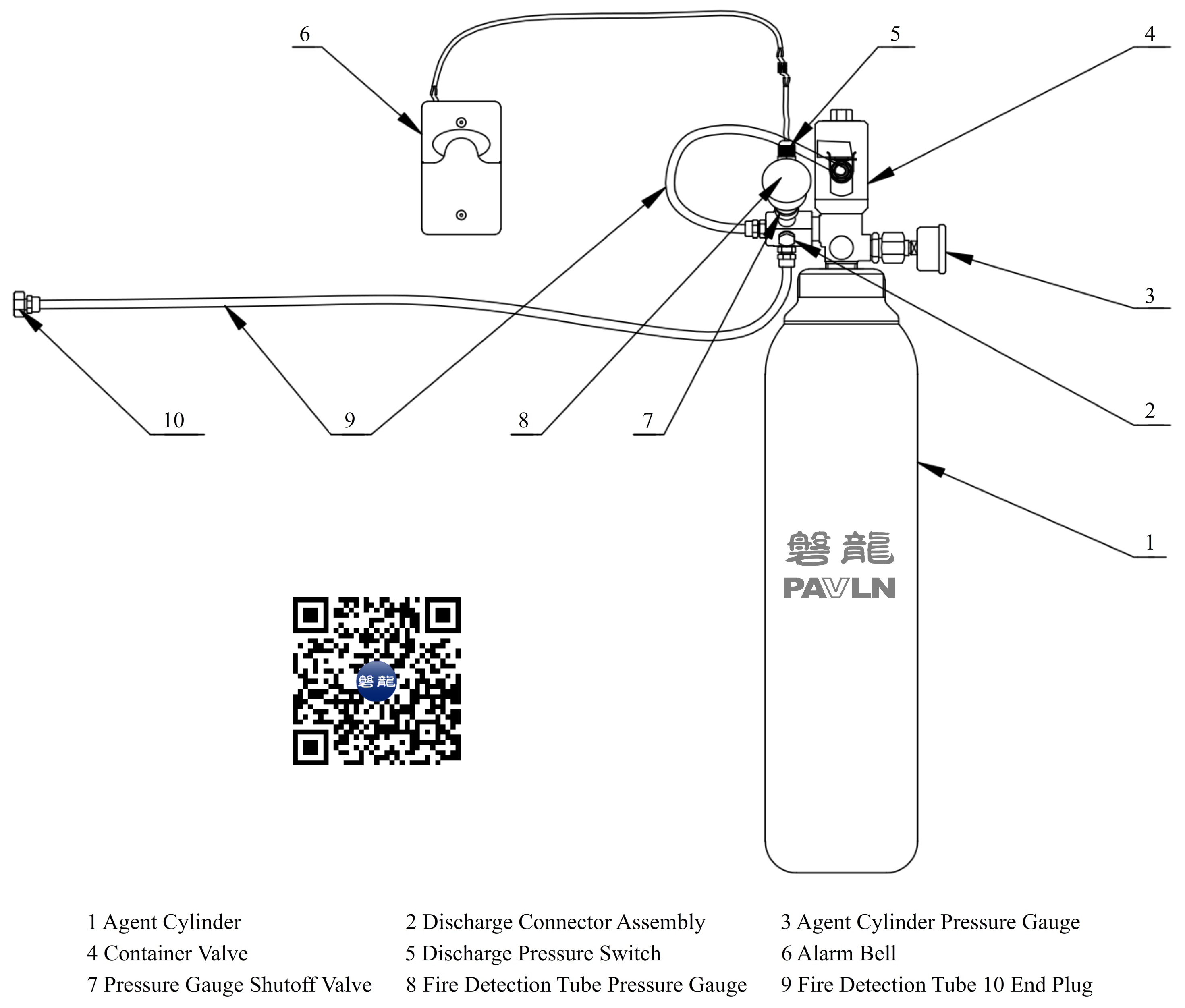 Direct-type Fire Detection Tubing Fire Suppression System (HFC-227ea, 2.5 MPa)