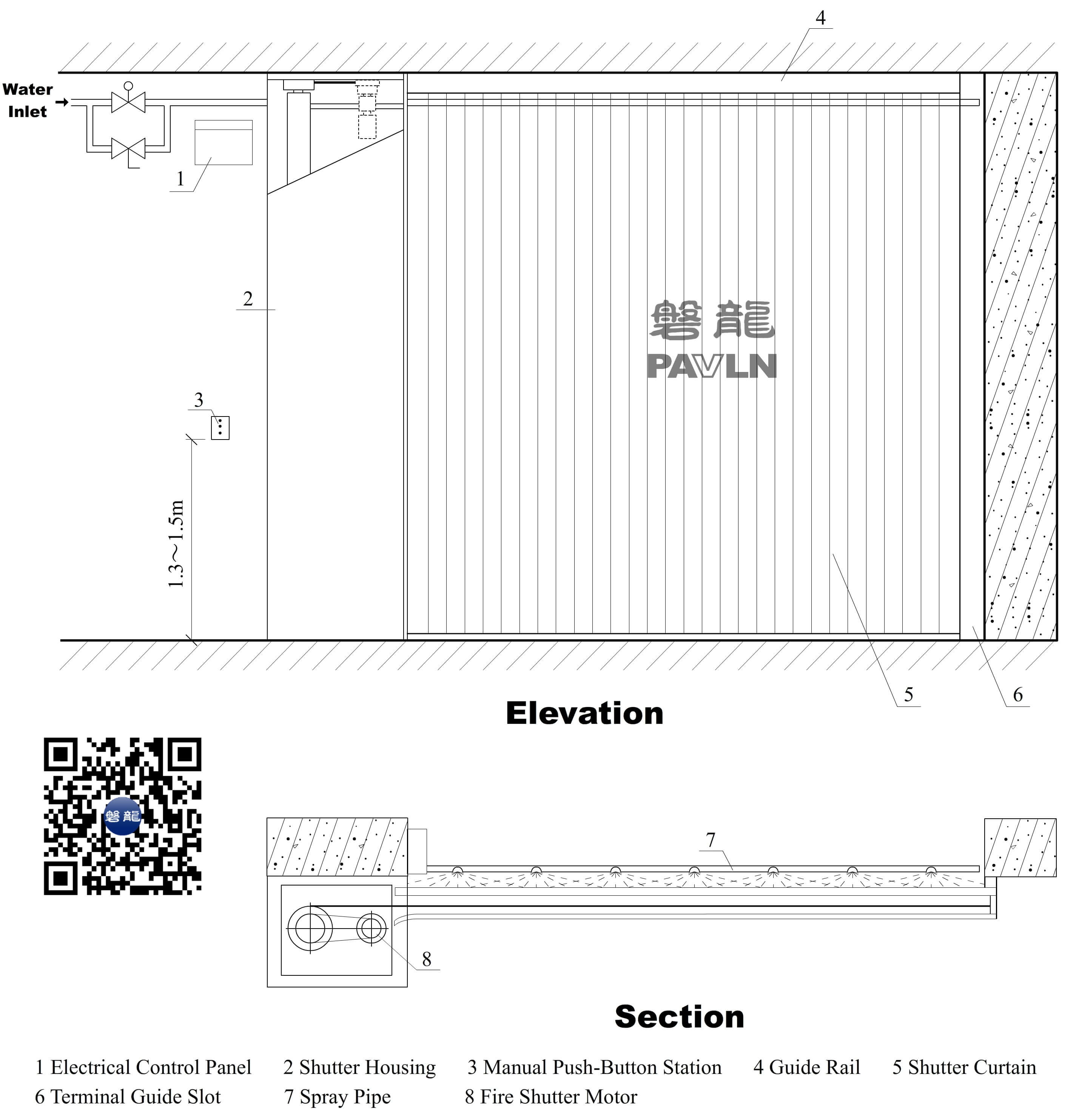 Special-type Steel Fire Shutter with Water Mist (Side-Running Type) Special-type Steel Fire Shutter with Water Mist (Side-Running Type)